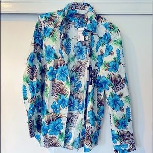 Mens XL Paisley and Gray Button Down Shirt - tropical